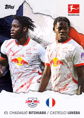 2024-25 TOPPS International Stars Bundesliga Soccer Cards - Dual International Stars Base Card - El Chadaille Bitshiabu / Castello Lukeba