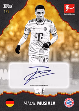 2024-25 TOPPS International Stars Bundesliga Soccer Cards - German Internationals Autograph Card Gold Parallel - Jamal Musiala