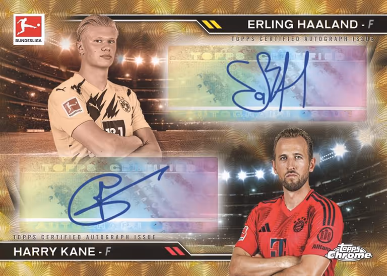 2024-25 TOPPS Chrome Bundesliga Soccer Cards - History is now Dual Autograph Card Superfractor Parallel - Erling Haaland / Harry Kane