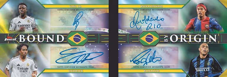 2024-25 TOPPS Finest UEFA Club Competitions Soccer Cards - Bound by Origin Autograph Book - Vini Jr / Endrick / Ronaldinho / Ronaldo