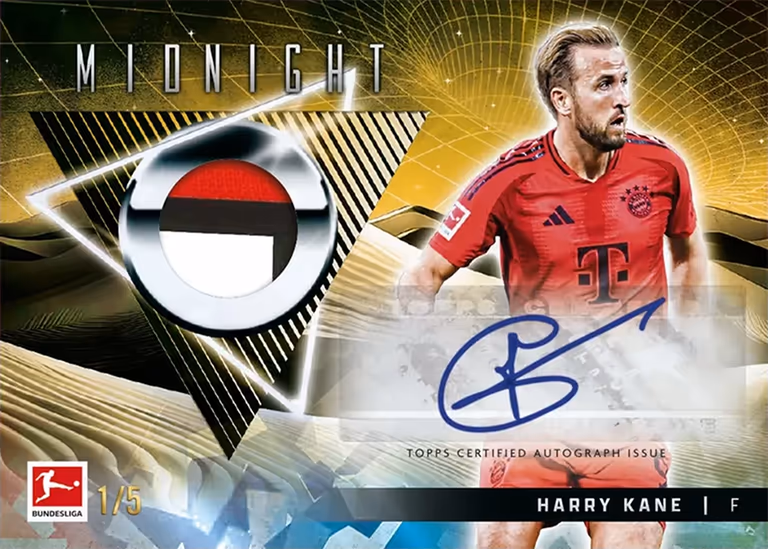 2024-25 TOPPS Midnight Bundesliga Soccer Cards - Autograph Jersey Relic Card Daybreak Parallel - Harry Kane