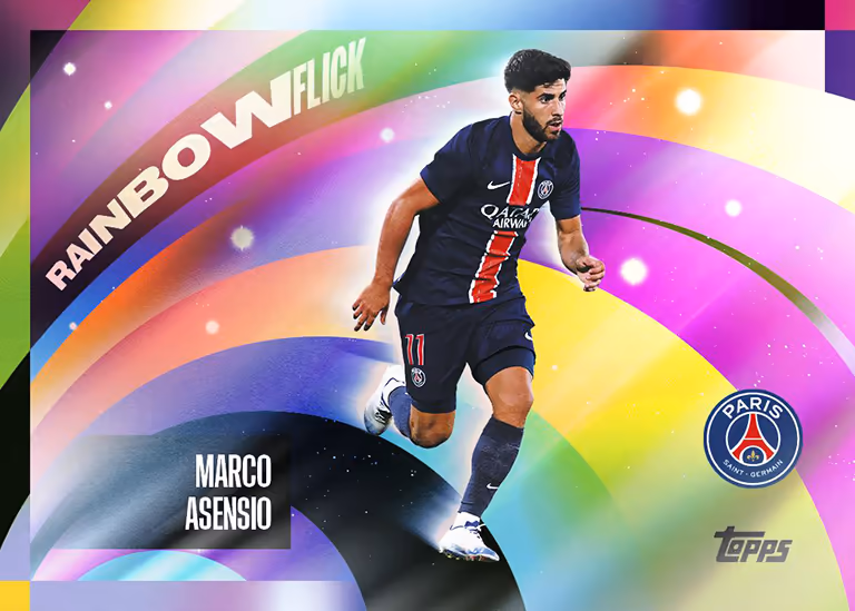 2024-25 TOPPS Paris-Saint-Germain Official Team Set Soccer Cards - Rainbow Flick Insert Card - Marco Asensio