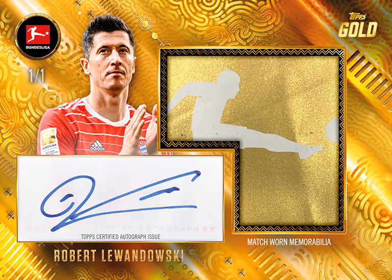 2025-26 TOPPS Gold Bundesliga Soccer Cards - Autograph Relic Card Gold Parallel - Robert Lewandowski