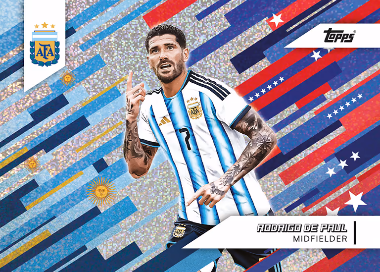 2026 TOPPS Argentina Team Set Soccer Cards - Toast the host Base Card Static Parallel - Rodrigo de Paul
