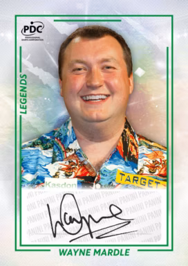 2025 PANINI PDC Premier League Darts Trading Cards - Legends Autograph Card Green Paralell - Wayne Mardle