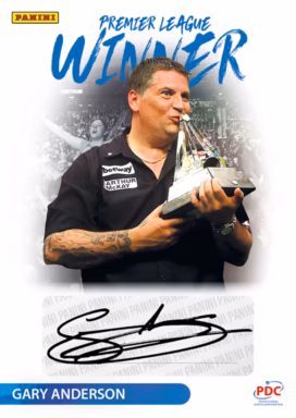 2025 PANINI PDC Premier League Darts Trading Cards - Winner Autograph Card Blue Paralell - Gary Anderson