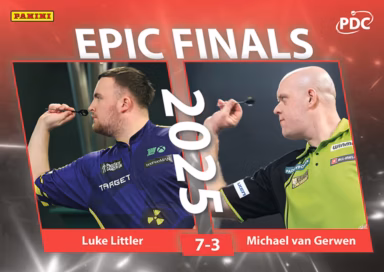 2026 PANINI PDC World Championship Darts Cards - Epic Finals Insert Card Red Parallel - Luke Littler / Michael van Gerwen