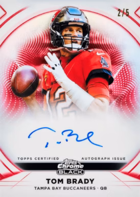 2025 TOPPS Chrome Black NFL Football Cards - Ivory Autograph Card Red Trim Parallel - Tom Brady