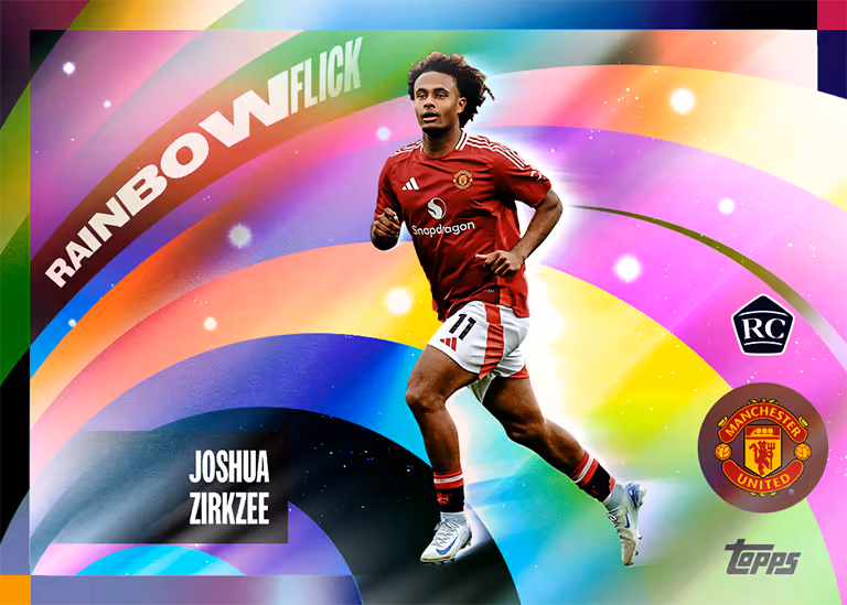 2024-25 TOPPS Manchester United Official Team Set Soccer Cards - Rainbow Flick Insert Card - Joshua Zirkzee