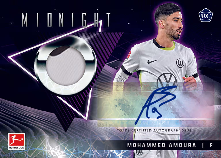 2024-25 TOPPS Midnight Bundesliga Soccer Cards - Autograph Jersey Relic Card - Mohammed Amoura