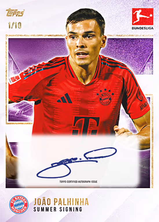 2024-25 TOPPS Summer Signings Bundesliga Soccer Cards - New Signings Base Autograph Card | Purple Parallel - Joao Palhinha