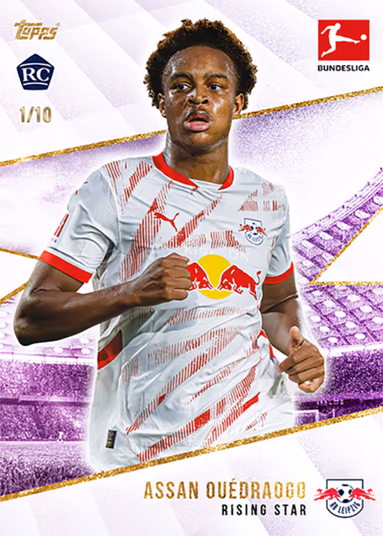 2024-25 TOPPS Summer Signings Bundesliga Soccer Cards - Rising Stars Base Card | Purple Parallel - Assan Ouedraogo