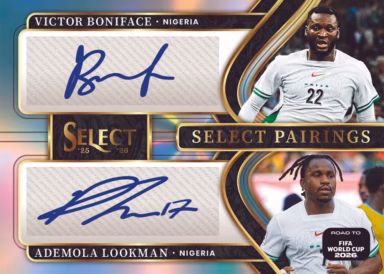 2025-26 PANINI Select Road to FIFA World Cup 2026 Soccer Cards - Select Pairings Dual Autograph Card - Victor Boniface / Ademola Lookman