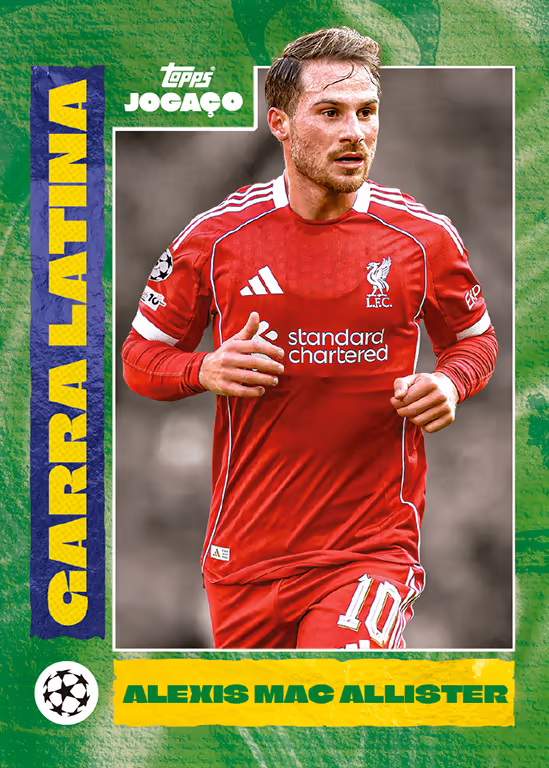 2025-26 TOPPS Jogaço UEFA Club Competitions Soccer Cards - Garra Latina Base Card - Alexis Mac Allister