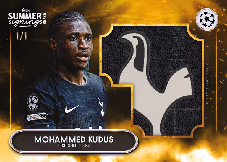 2025-26 TOPPS Summer Signings UEFA Club Competitions Soccer Cards - First Shirt Relic Card - Mohammed Kudus