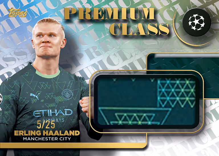2025-26 TOPPS UEFA Club Competitions Soccer Cards - Premium Class Relic Card - Erling Haaland