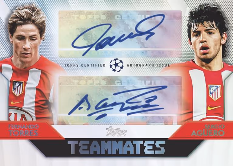 2025-26 TOPPS UEFA Club Competitions Soccer Cards - Teammates Dual Autograph Card Red Parallel - Fernando Torres / Sergio Agüero