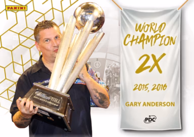 2026 PANINI PDC World Championship Darts Cards - World Champions Insert Card Gold Parallel - Gary Anderson
