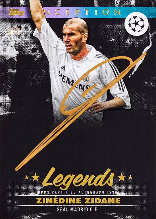 2024-25 TOPPS Inception UEFA Club Competitions Soccer Cards - Silver Signings On-Card Autograph Card Gold Parallel - Zinedine Zidane