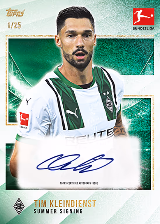 2024-25 TOPPS Summer Signings Bundesliga Soccer Cards - New Signings Base Autograph Card | Green Parallel - Tim Kleindienst