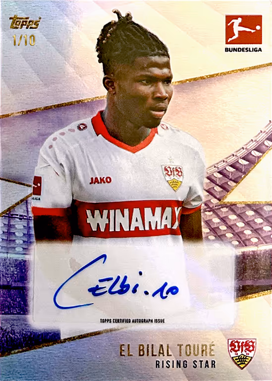 2024-25 TOPPS Summer Signings Bundesliga Soccer Cards - Rising Stars Base Autograph Card | Purple Parallel - El Bilal Touré