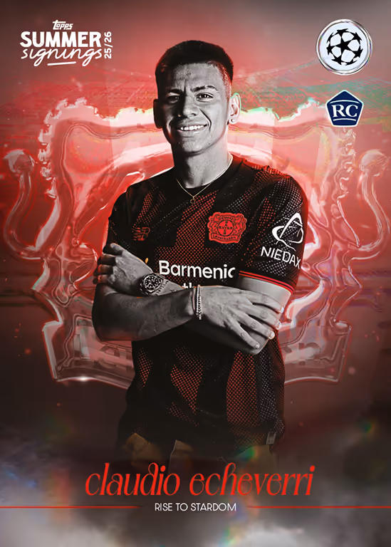 2025-26 TOPPS Summer Signings UEFA Club Competitions Soccer Cards - Rise to Stardom Insert Card - Claudio Echeverri