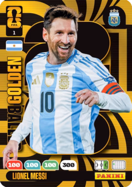 PANINI FIFA World Cup 2026 Adrenalyn XL Trading Card Game - Golden Baller Card - Lionel Messi