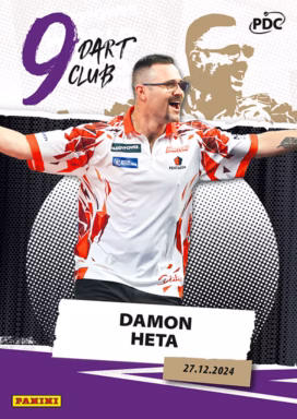 2026 PANINI PDC World Championship Darts Cards - 9 Dart Club Insert Card Purple Parallel - Damon Heta