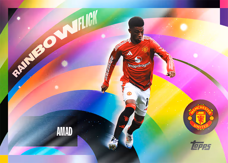 2024-25 TOPPS Manchester United Official Team Set Soccer Cards - Rainbow Flick Insert Card - Amad Diallo