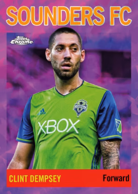2024 TOPPS Chrome Sapphire Edition Major League Soccer Cards - Topps 1964 Football Insert Card Padparadscha Parallel - Clint Dempsey