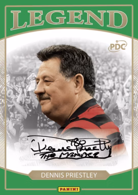 2026 PANINI PDC World Championship Darts Cards - Legend Autograph Card Green Parallel - Dennis Priestley