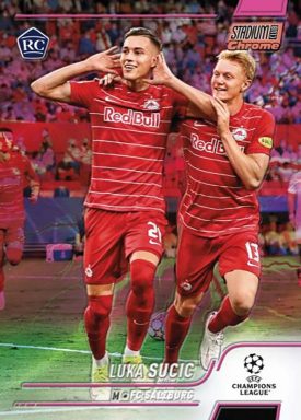 2021-22 TOPPS Stadium Club Chrome UEFA Champions League Soccer - Base Card Pink/Red Electric Wave Parallel