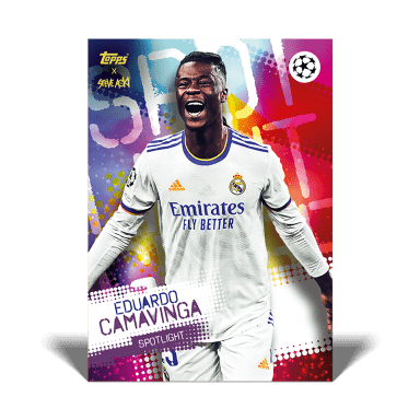 2021-22 TOPPS Football Festival by Steve Aoki UEFA Champions League Soccer Cards - Eduardo Camavinga Spotlight