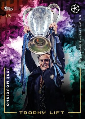 2021-22 TOPPS Platinum José Mourinho Curated UEFA Club Competitions Soccer Cards Set - Trophy Lift 2010