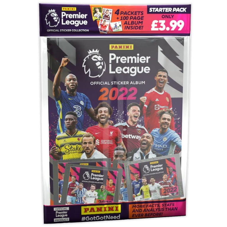 Panini Football 2022 Premier League Sticker Sammelalbum 50 Tüten 1 x Display 
