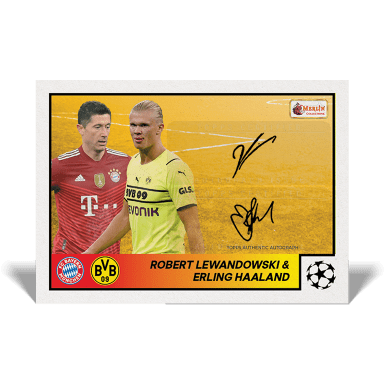 TOPPS Merlin 97 Heritage UEFA Champions League 2021/22 Soccer Cards - Haaland & Lewandowski