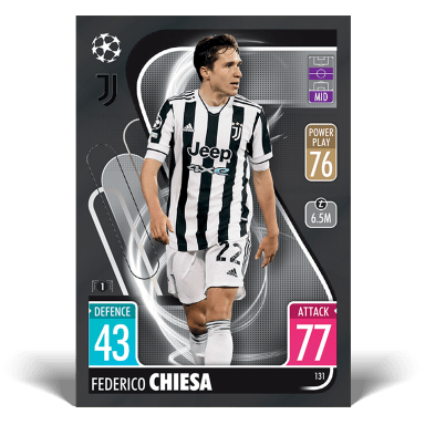 TOPPS UEFA Champions League Match Attax Chrome 2021/22 Soccer Cards - Base Card Black Parallel Chiesa