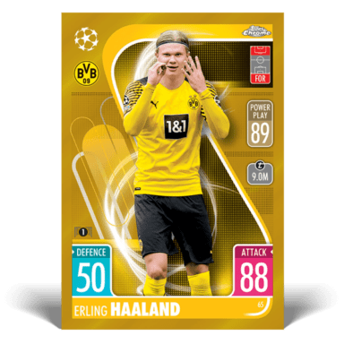 TOPPS UEFA Champions League Match Attax Chrome 2021/22 Soccer Cards - Base Card Gold Parallel Haaland