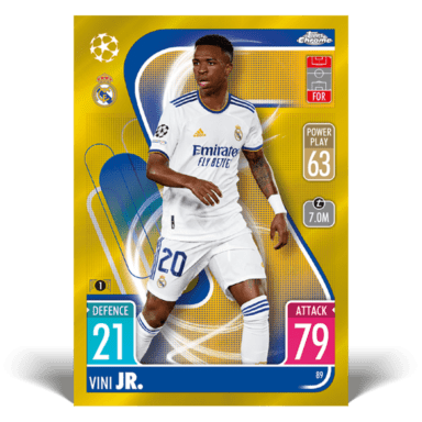 TOPPS UEFA Champions League Match Attax Chrome 2021/22 Soccer Cards - Base Card Yellow Parallel Vini Jr.