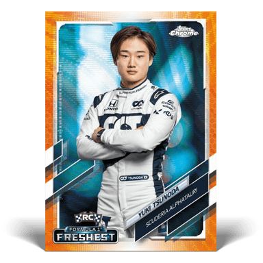 2021 TOPPS Chrome Formula 1 Racing Cards - Tsunoda Orange Wave
