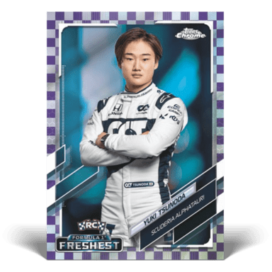 2021 TOPPS Chrome Formula 1 Racing Cards - Tsunoda Purple Checkered Flag