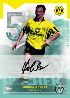 2022-23 TOPPS Borussia Dortmund Helden in Schwarzgelb Official Team Set Soccer Cards - Helden von 1997 Autograph Kohler