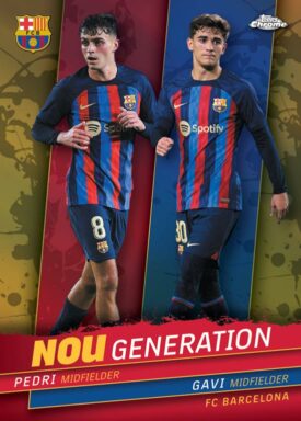 2022-23 TOPPS Chrome FC Barcelona: Més que un club Soccer Cards - Nou Generation Insert Pedri Gavi