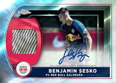 2022-23 TOPPS Chrome FC Red Bull Salzburg Soccer Cards - Autograph Relic Card Benjamin Sesko