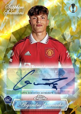 2022-23 TOPPS Chrome UEFA Club Competitions Soccer Cards - Sapphire Selections Autograph Alejandro Garnacho
