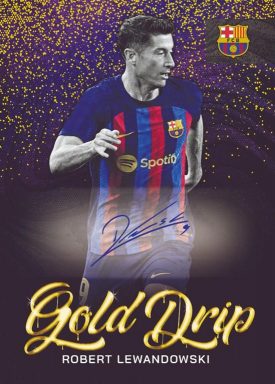 2022-23 TOPPS FC Barcelona Official Team Set Soccer Cards - Gold Drip Autograph Card Lewandowski