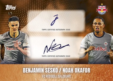 2022-23 TOPPS FC Red Bull Salzburg Official Team Set Soccer Cards - Dual Autograph Sesko / Okafor