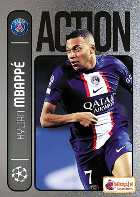 2022-23 TOPPS Merlin 98 Heritage UEFA Club Competitions Soccer Cards - Insert Card Action Mbappé