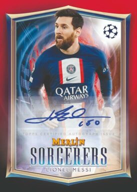 2022-23 TOPPS Merlin Chrome UEFA Club Competitions Soccer Cards - Sorcerers Autograph Lionel Messi