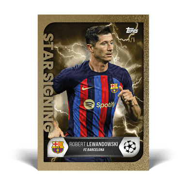 2022-23 TOPPS Summer Signings UEFA Club Competitions Soccer Cards Set - Robert Lewandowski Parallel Card